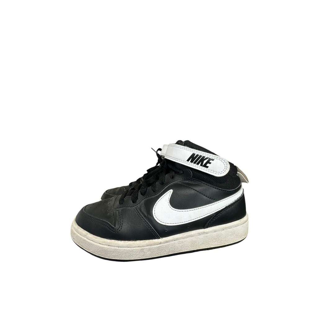 Nike Court Borough Mid 2 Black White Sneakers Strap Size 5.5 Youth